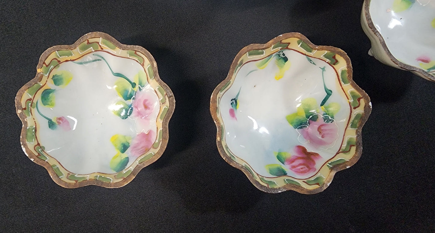 Nippon Floral Nut Set, Master and 3 Individual dishes