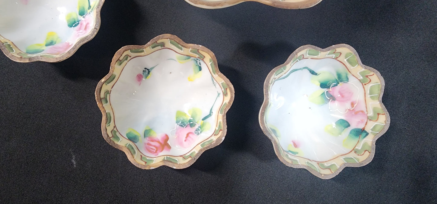 Nippon Floral Nut Set, Master and 3 Individual dishes