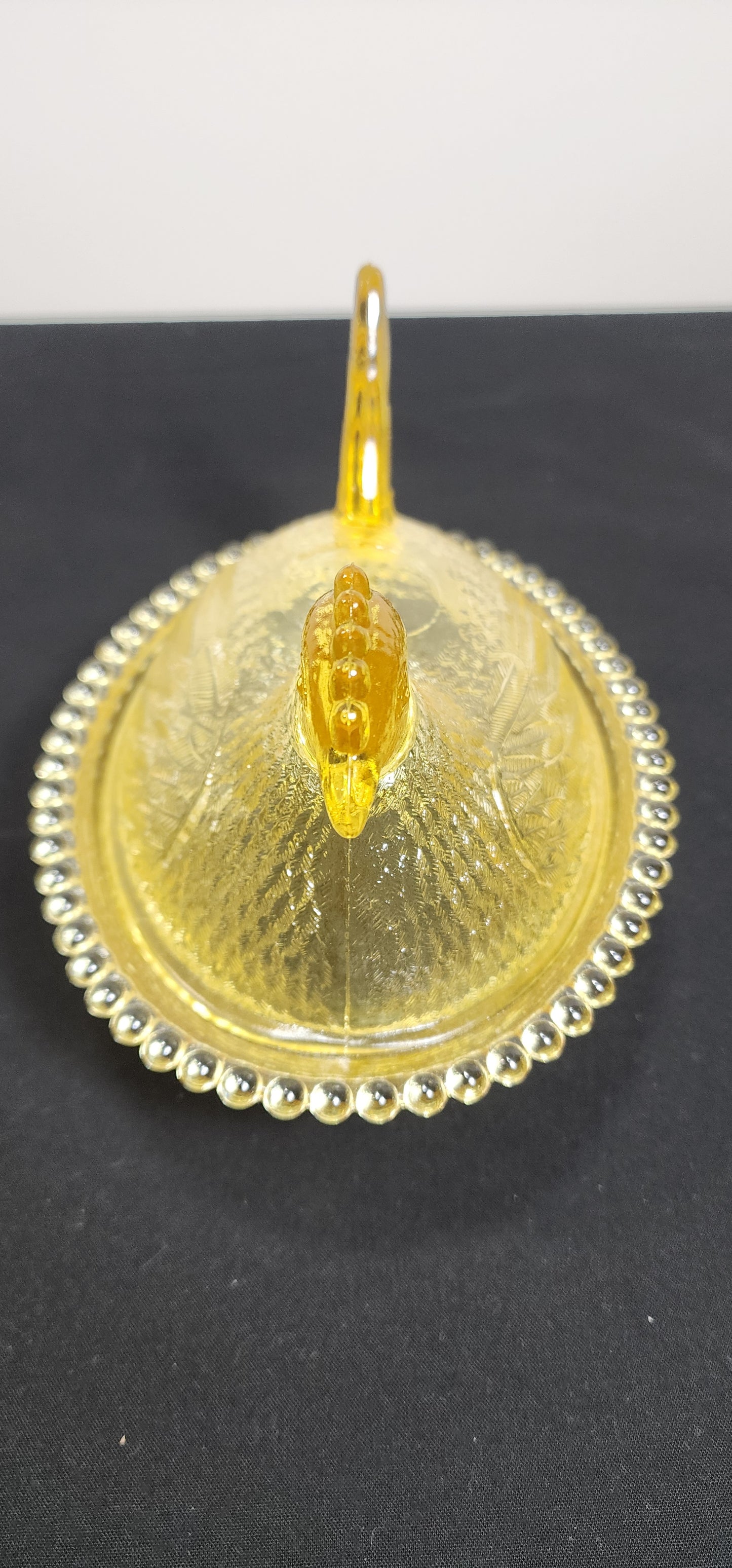 *Rare* Vintage Indiana Glass Yellow Topaz Hen on Nest