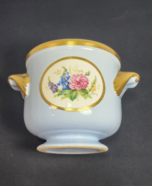 Rare Limoges Ice Bucket Gold Rim with Hand Painted Pillivuyt Flowers