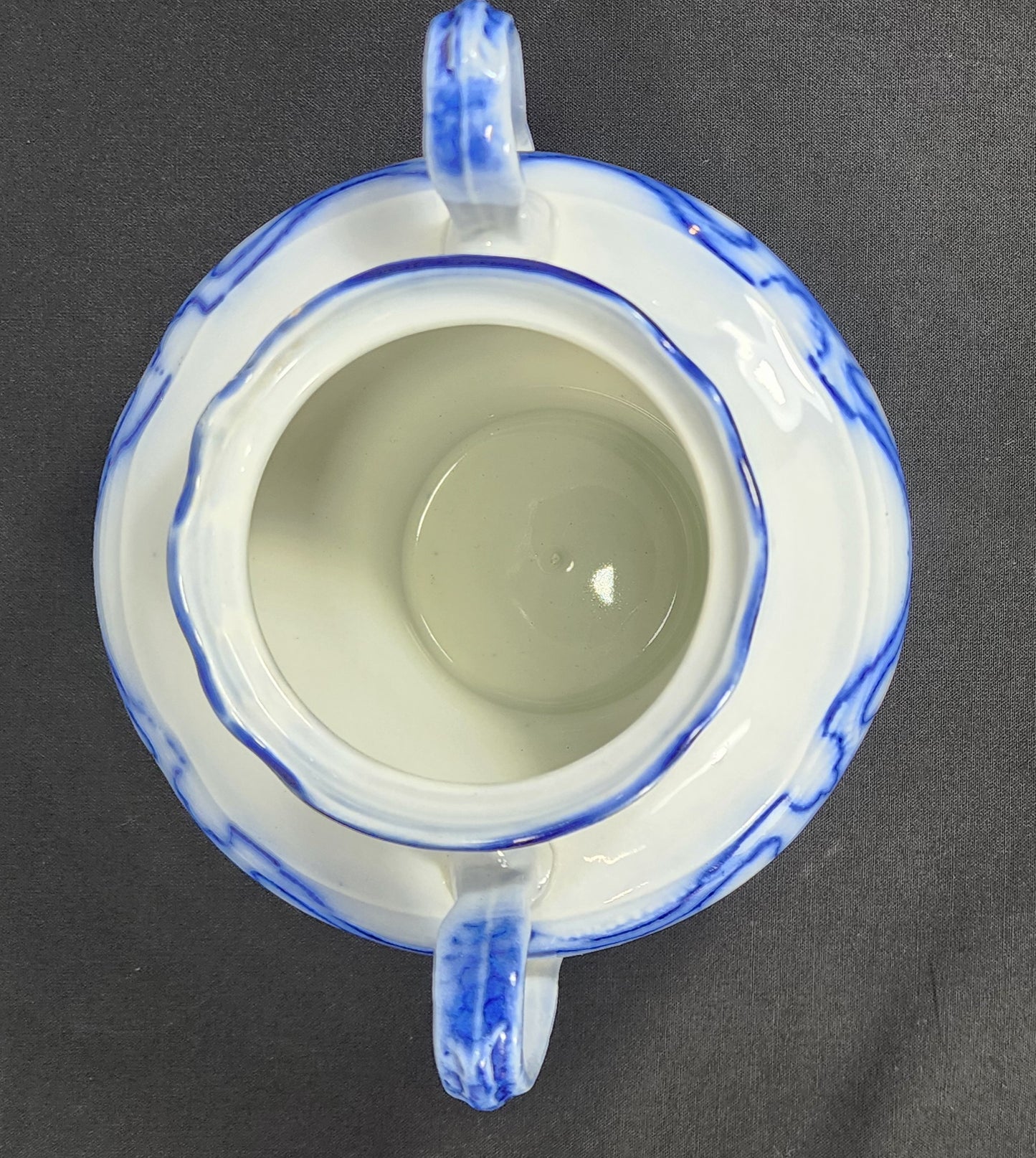 Flow Blue Paris Sugar Bowl by New Wharf Pottery