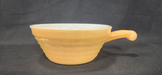 Fire King Chili Soup Bowl Handled Beehive Peach Luster