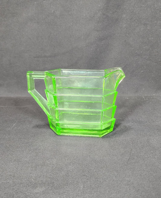 Indiana Glass Company Green Uranium Tea Room Pattern Creamer