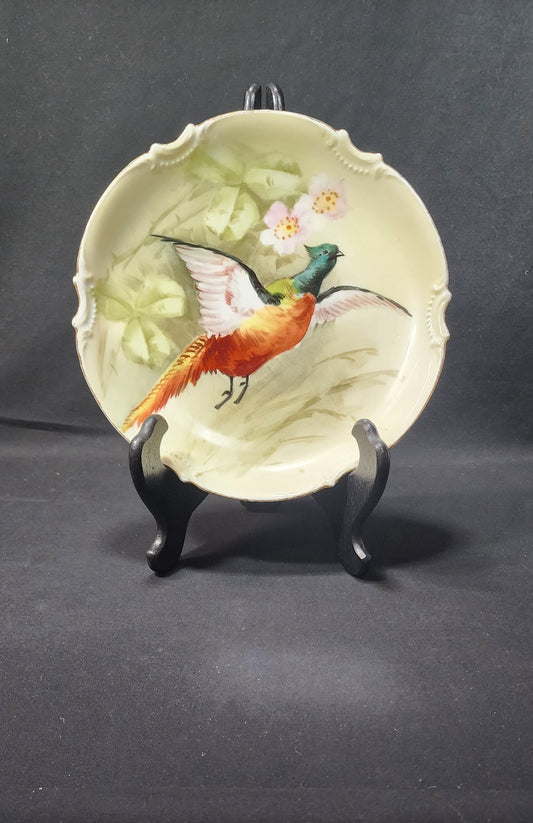 Limoges Old Abbey Pheasant in flight Game Plate *Artist Signed*