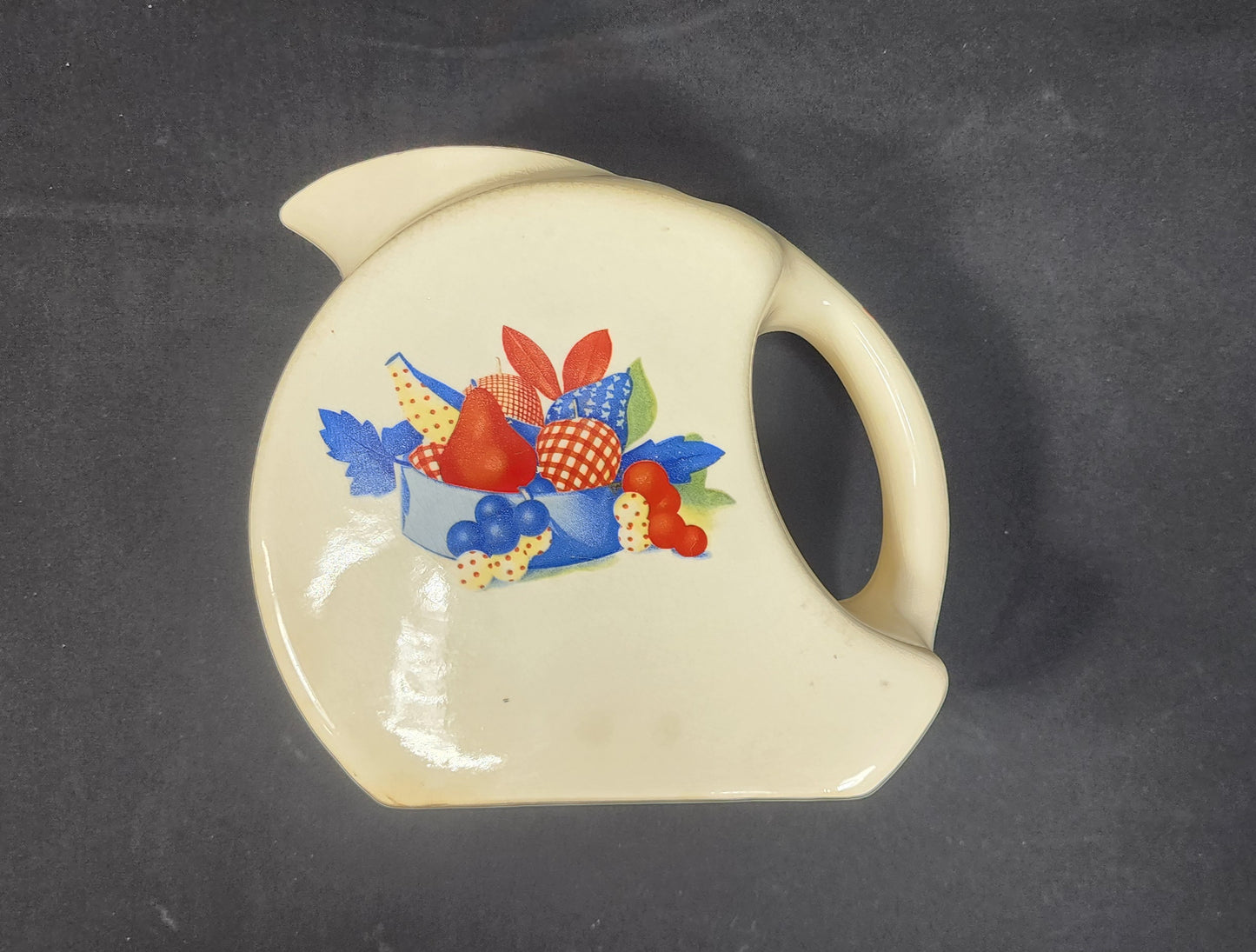 Vintage 1940s Calico Fruit Refrigerator Pitcher with Lid Universal Pottery