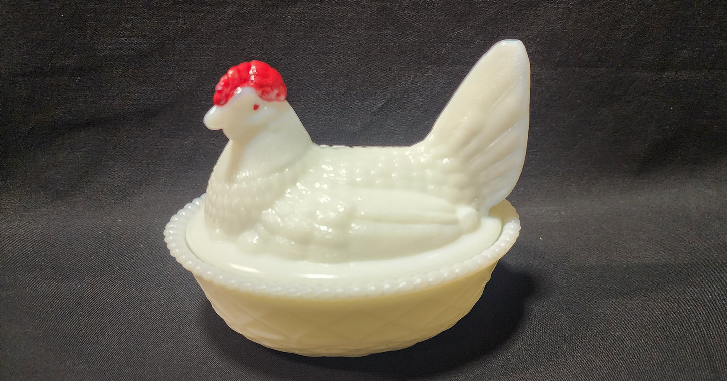 Vintage Westmoreland Milk Glass Hen on Nest