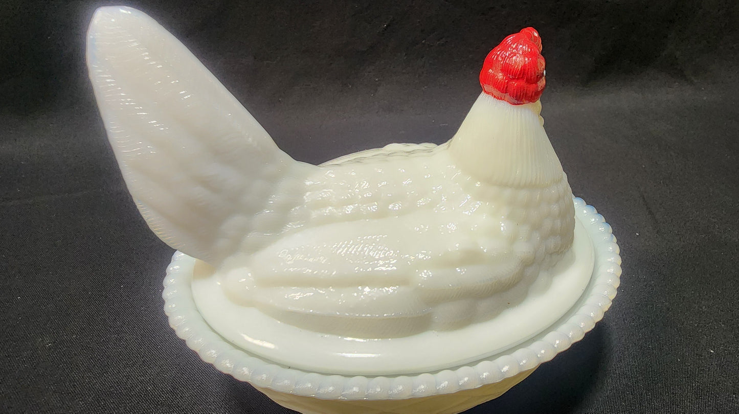 Vintage Westmoreland Milk Glass Hen on Nest