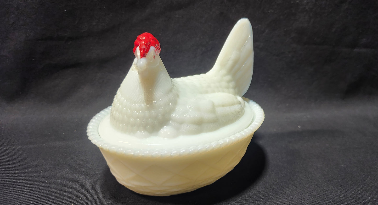 Vintage Westmoreland Milk Glass Hen on Nest