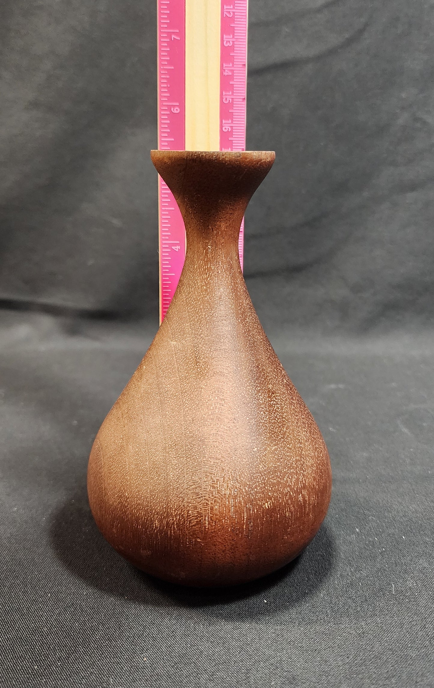 Mahogany Treen Ware Vase, Signed